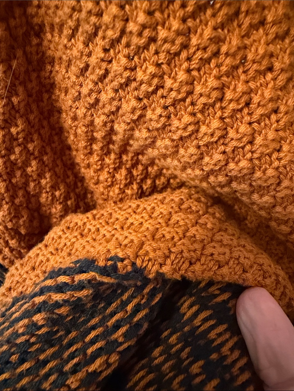 Lucky Brand Orange and Black Open-Front Geometric Cardigan - Picture 4 of 4